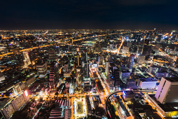 Naklejka na ściany i meble Bangkok city at night, Thailand
