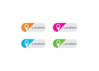 web button design with location icon in various colour 
