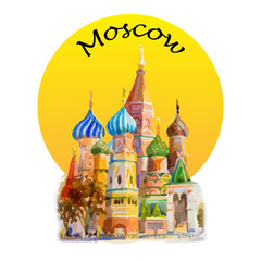 Moscow, Russia. Painting illustration.