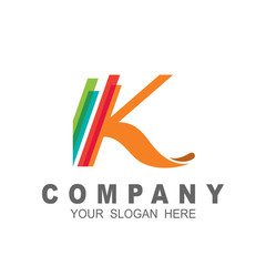 letter k logo with wave design vector, line logo with letter k, colorful icon template, fresh, application