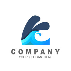 letter k logo with wave design vector, k letter with water waves and drops, font style, vector design template elements for your ecology application or corporate identity, k logo design simple 