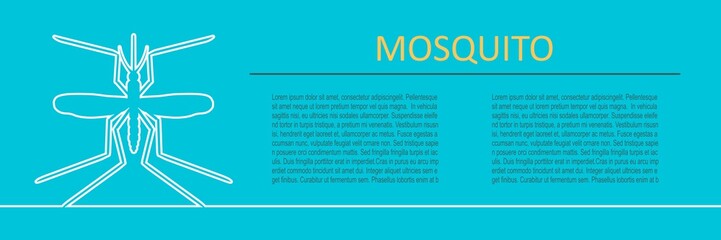 Mosquito and virus. Illustration of many disease transmission by mosquitoes. Horizontal thin line style web banner.