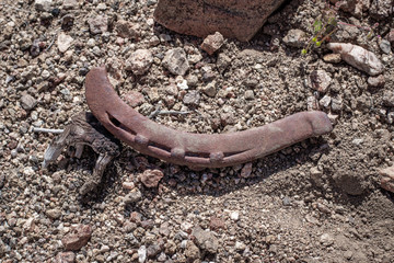 USA, Nevada, Clark County, Gold Butte National Monument, Jumbo Springs Wilderness Area. The broken horseshoe on Jumbo Pass is a bad omen signaling bad luck.