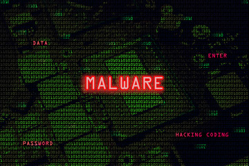 Malware conceptual image with circuit board as background