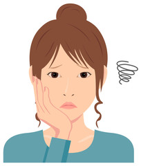 Young woman vector illustration (upper body) / depression, annoying, troubled, disappointed
