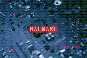 Malware conceptual image with circuit board as background
