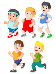 Collection of kids running collection set