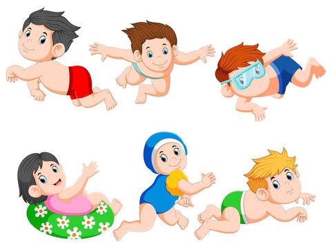 Collection of kids swimming collection set