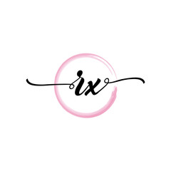 Obraz premium RX initial handwriting logo template. round logo in watercolor color with handwritten letters in the middle. Handwritten logos are used for, weddings, fashion, jewelry, boutiques and business