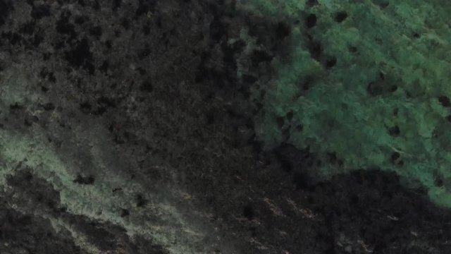 Aerial view over the reef in Samoa in the South Pacific Ocean