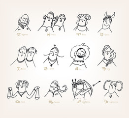 12 signs of the zodiac - funny characters