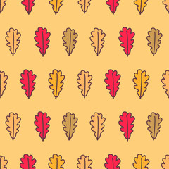 Floral seamless pattern with autumn oak leaves for fabric, wallpaper, textile, web design.