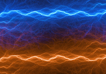 Fire and ice plasma, abstract lightning background