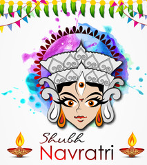 Happy Navratri, Vector Illustration based on Beautiful background with Maa Durga