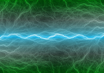 Green plasma lightning, abstract electricity background