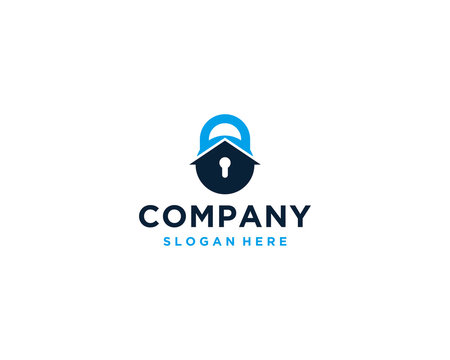 Home Padlock Security Logo Design Template