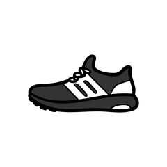 Cartoon Black Sporty Sneaker Illustration