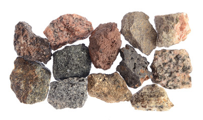Different kinds of igneous rocks