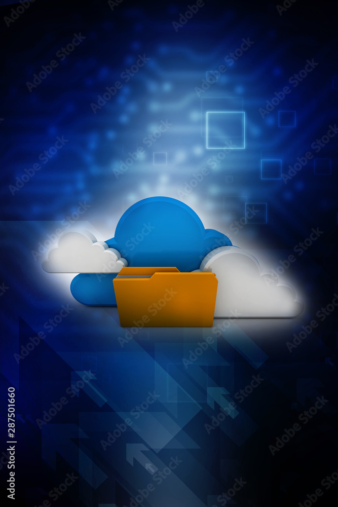 Poster 3d rendering cloud folder network