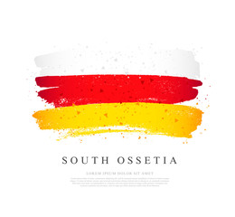 Flag of South Ossetia. Brush strokes are drawn by hand.