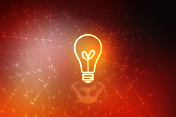 2d illustration bulb future technology, innovation background, creative idea concept 