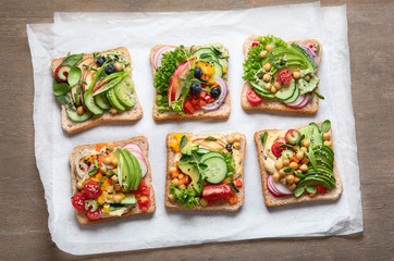Assortment vegan sandwiches