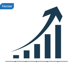 concept colour colum chart with growth arrow. isolated vector graphic image