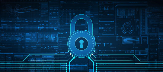 2d illustration Safety concept: Closed Padlock on digital background