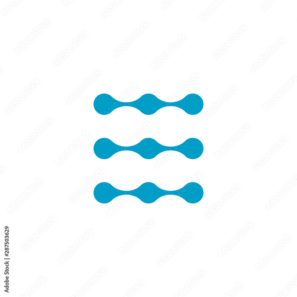 Poster networking or tech chain logo template with circle dot connection structure in three parallel lines.