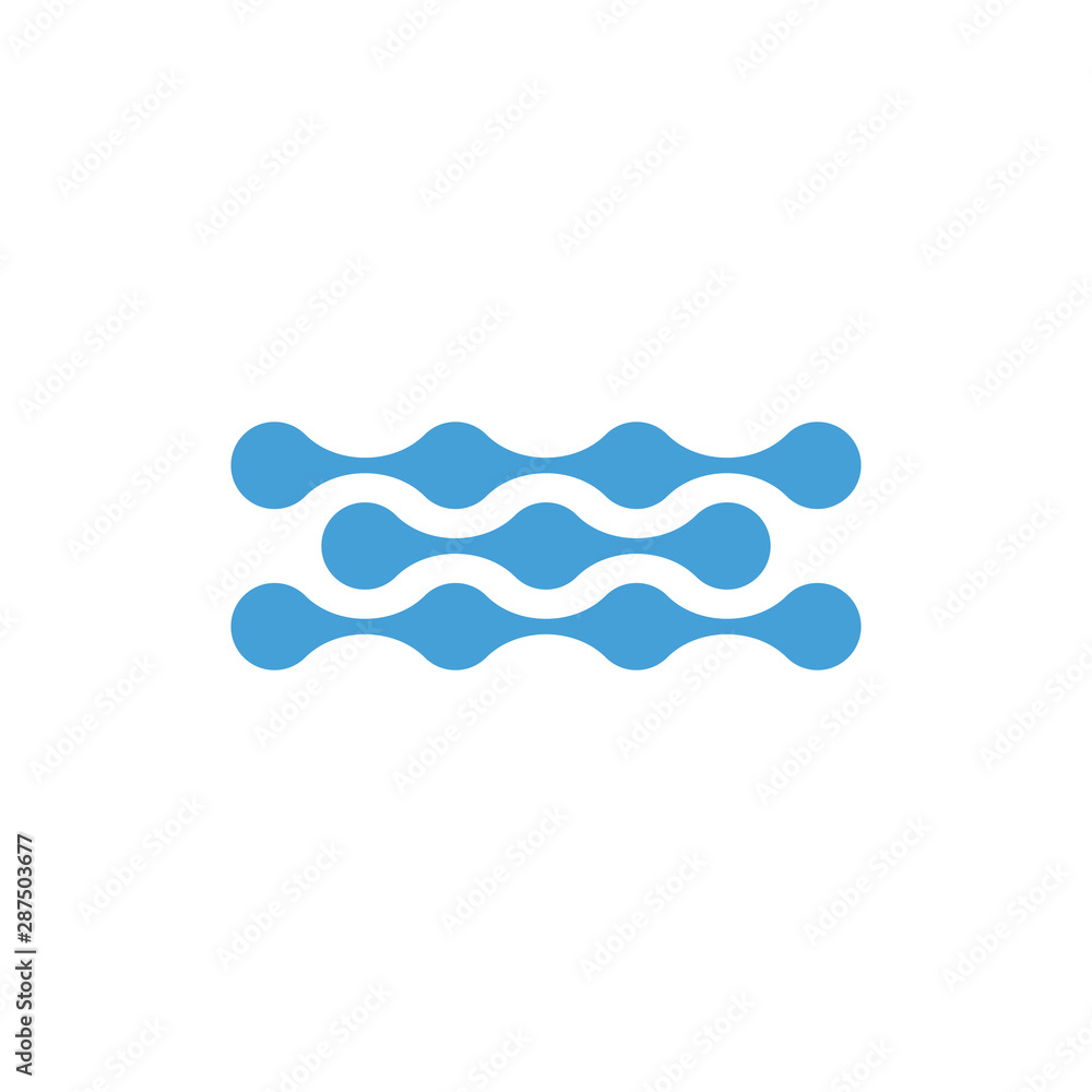 Poster molecularor tech chain logo template with circle dot connection structure in three parallel lines. s