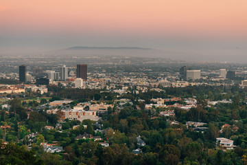 Fototapeta na wymiar Sunset view from The Getty Center, in Los Angeles, California