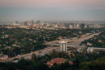 Sunset view of Westwood from The Getty Center, in Los Angeles, California