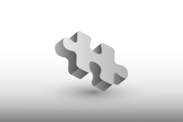 A piece of jigsaw puzzle vector illustration in gray color on white background to show strategy of team in business and industry