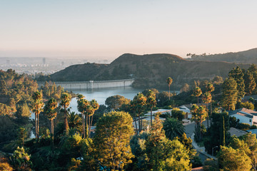 View of Hollywood Reservoir from Lake Hollywood Park, in Los Angeles, California