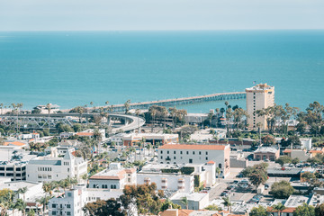 Fototapeta na wymiar View of downtown and the Pacific Coast in Ventura, California