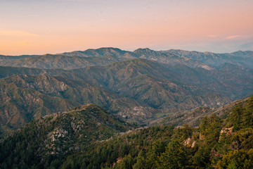View from Mount Wilson at sunset, in Angeles National Forest, California