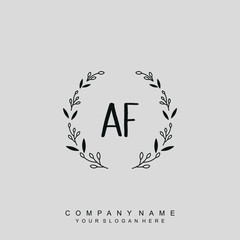 letter AF surrounded by beautiful and elegant flowers and leaves. Wedding monogram logo template. Fashion Logo template Vectors,