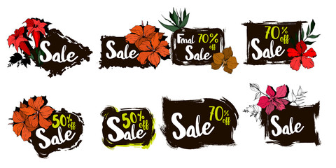 Fototapeta na wymiar Vector sale tag with discount label. Promotion coupon retail collection banner.