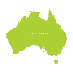 Vector green silhouette Australia map. Vector illustration.