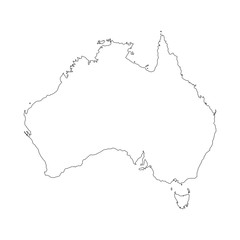 Vector black outline Australia map. Vector illustration.