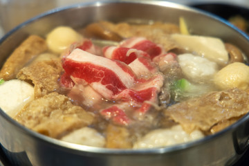 Chinese hotpot with beef