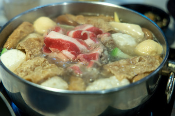 Chinese hotpot with beef