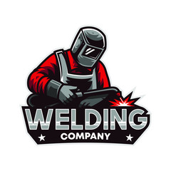 Welding Company Mascot, Logo Design Template