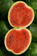 Watermelon in a market closeup