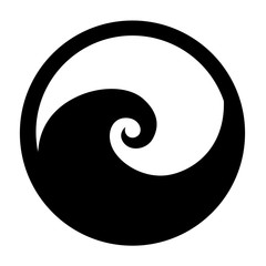 Koru spiral icon in black stylised maori tribal tattoo - obrazy, fototapety, plakaty