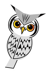 フクロウ お洒落なコノハズクさん ベクター イラスト