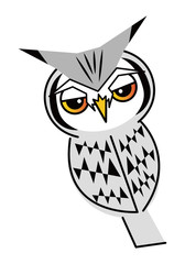 フクロウ お洒落なコノハズクさん ベクター イラスト