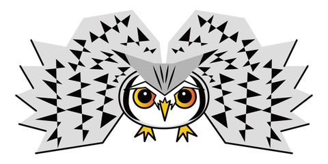 フクロウ お洒落なコノハズクさん ベクター イラスト