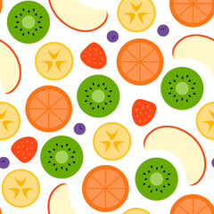 Fruit seamless pattern, flat style. Vector illustration.