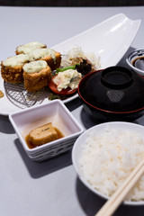 Fried Salmon with cream sauce (Japanese food).